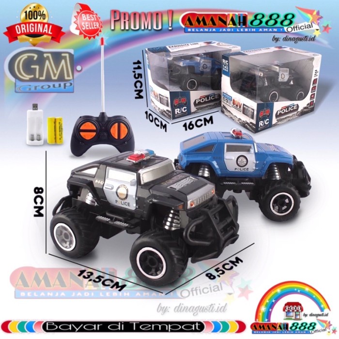 PROMO RC MINI POLICE 4 CHANNEL LAMPU LED MOBIL REMOTE CONTROL BATRE CAS TERMURAH