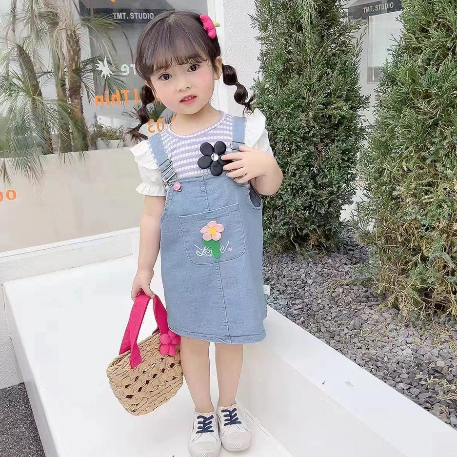 NEWG1s6R Overall anak perempuan baju kodok jins anak perempuan baju kodok 2in1 rok jins impor 1-4 th