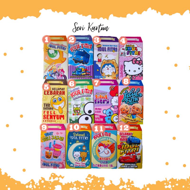 

Amplop Lebaran Kartun Premium 10pcs / Amplop Lebaran Karakter Viral / Amplop Lebaran Unik