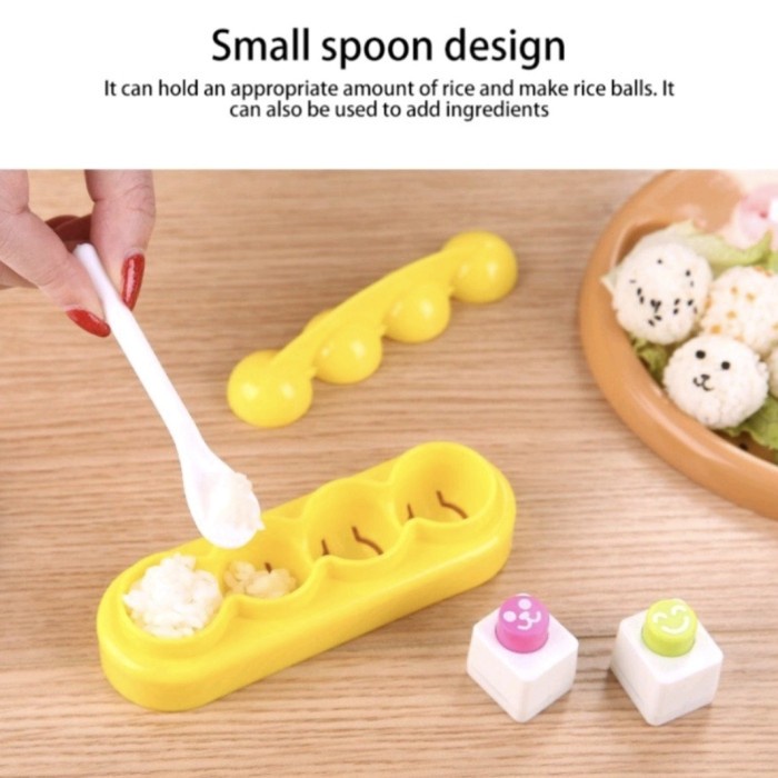 GrosirMart Cetakan Nasi Bento Bola Bola Mini 4 in 1 Bekal Anak Mini Ball Bento Mould Rice Ball Puncher