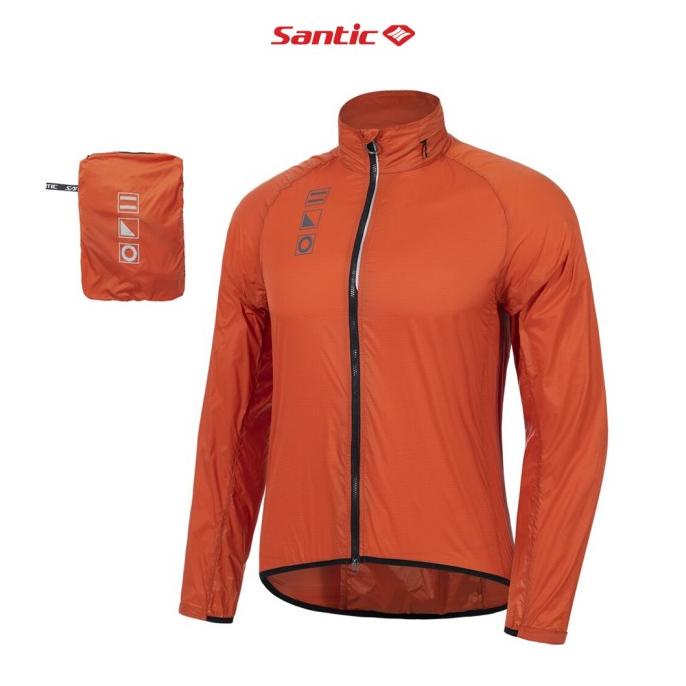 SANTIC M2C07034R Men Cycling Rain Jacket - Jaket Sepeda - ORANGE