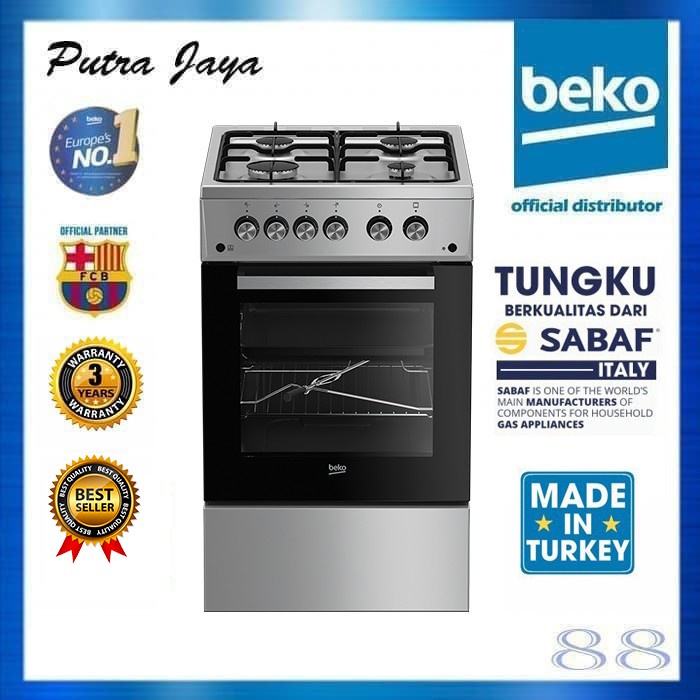 Terlaris Beko Free Standing Gas Cooker Kompor Oven Fsgt52110Gs