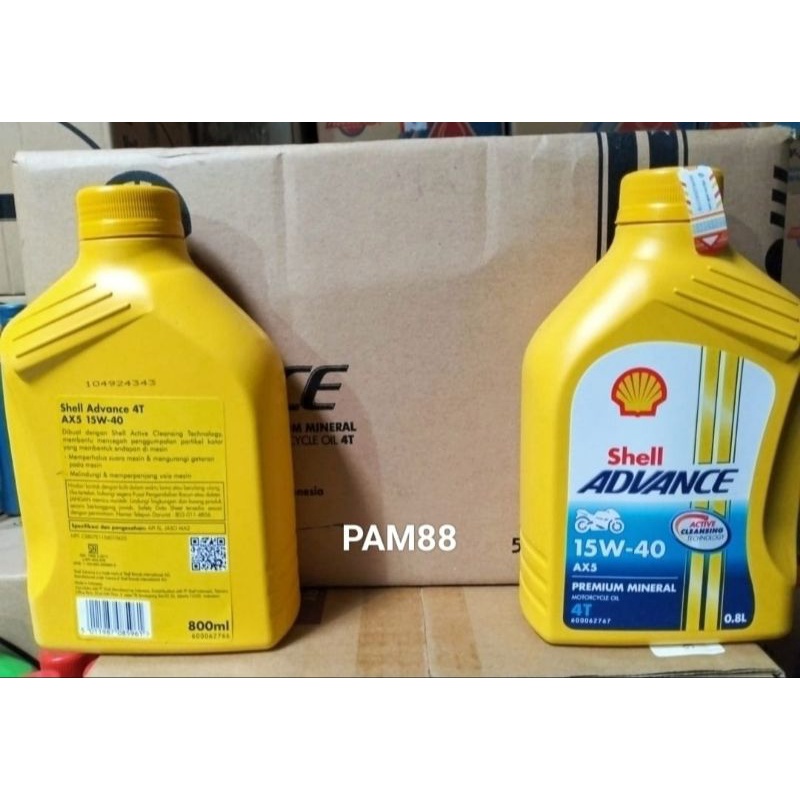 Oli Shell advance Ax5..800 ml..kuning 15 W - 40...1 dus = 12 btl..