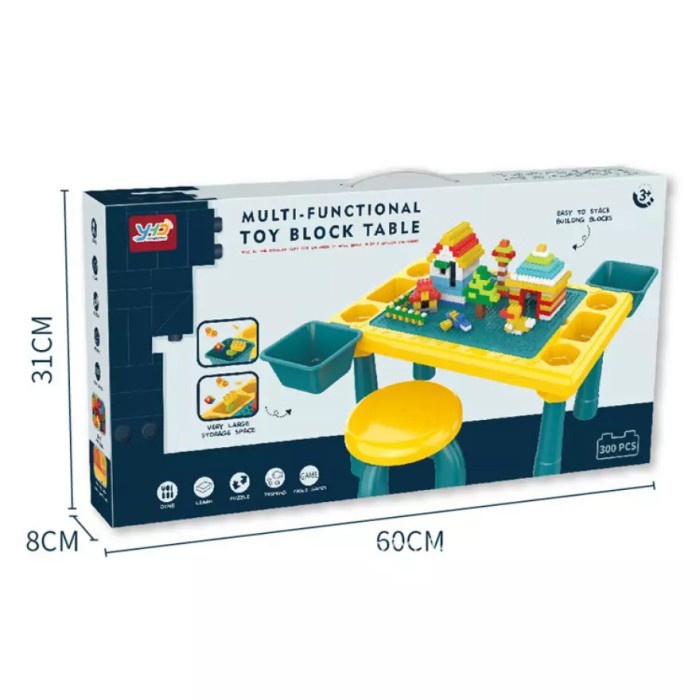 FMFIT Mainan MultiFunctional Toy Block build Table 300 pcs Bangku meja lego