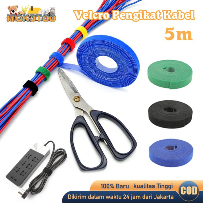 

Terlaris Pengikat Kabel Velcro Laptop 5M Kabel Strap Pengikat Serba Guna