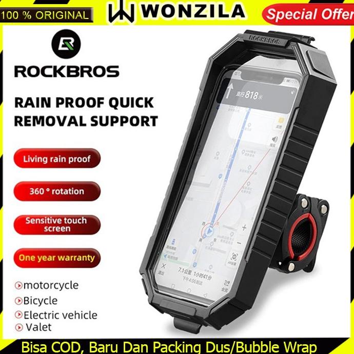 Rockbros Phone Holder Motor Sepeda Waterproof Touchscreen Bag 22001