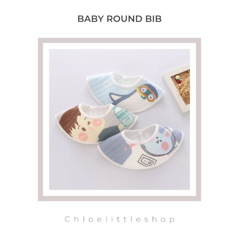 Isi 3pcs Baby Round Bib / 360 Bib Slabber Tatakan Iler Anak Bayi / Celemek