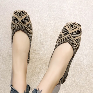 [CLEARANCE] Korean Wide Fit Ballerina Flat Shoes Slip On Knit Sepatu Flat Knit Rajut Wanita 5245 (36-40)