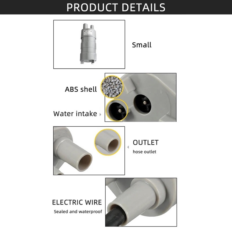 Pompa Air 12V 24V JT-500 14.5W Submersible 600L/H