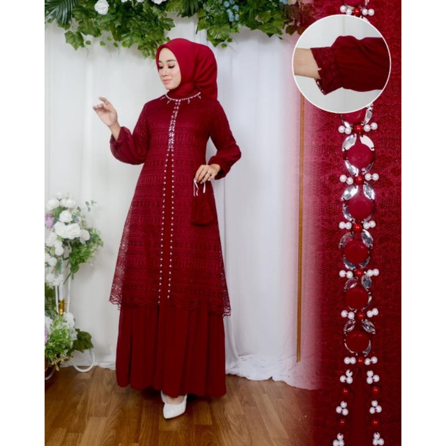 Gamis Brokat Shelvia Malika Kombinasi Payet Mutiara Terbaru / Gamis Pesta / Gamis Kondangan / Gamis Tile / Gamis Brokat Malika Non Gliter / Gamis Lamaran / Gamis wisuda / Gamis Seragaman / Gamis Payet Mutiara / Gamis Malika