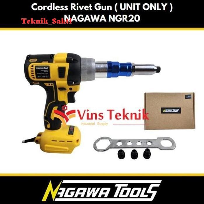Brushless Cordless Blind Riveting Gun Mesin Rivet Baterai Nagawa Ngr20