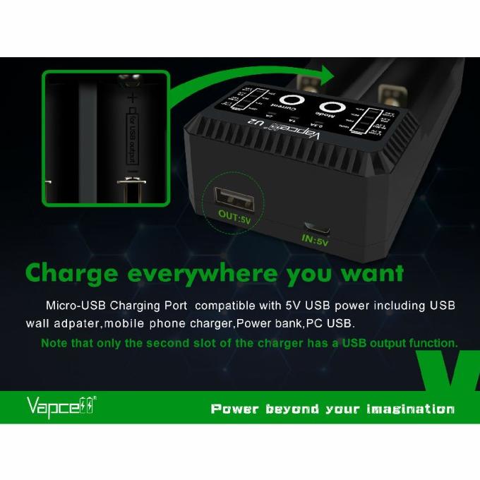 Vapcell U2 Smart Charger Battery Baterai 18650 21700 26650 2A Usb Out