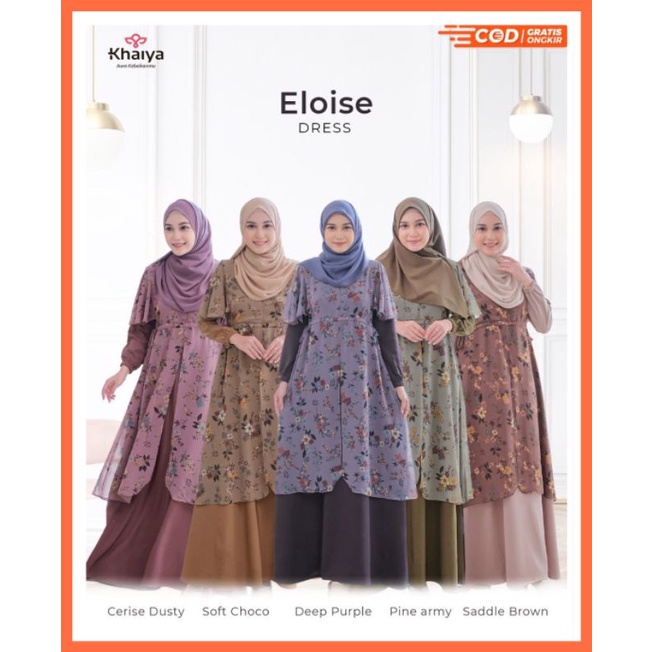 Eloise Dress by Khaiya Gamis Viona Twill Polos dan Babydoll Motif Gamis Basic Inner Polos Mix Outer 