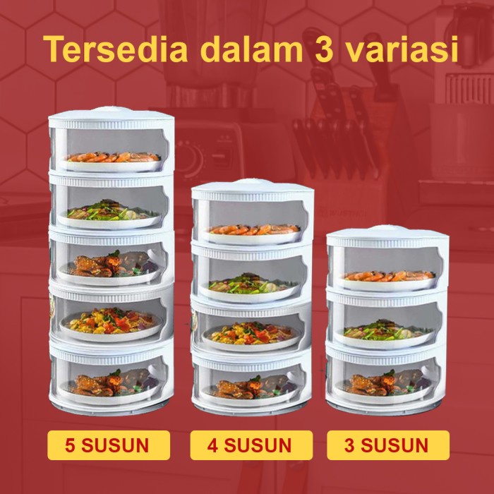 Terlaris Rantang Tudung Saji / Tempat Penyimpanan Makanan Anti Debu 5 Susun