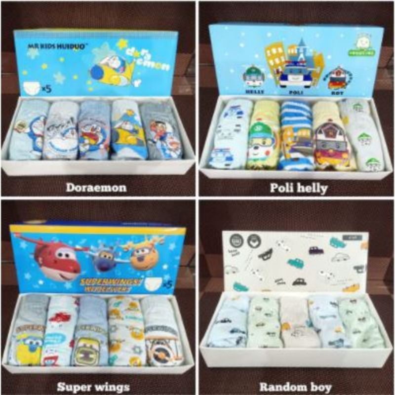 Set Celana Dalam Anak Laki-laki (5 pcs) termasuk Box Motif Lucu