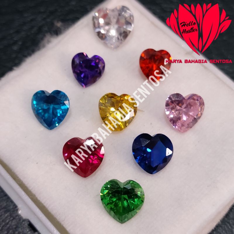Batu Permata Berlian Nusantara Diamond Hope All Base Bebas Pilih Varian Bentuk Heart Cutting Ukuran 