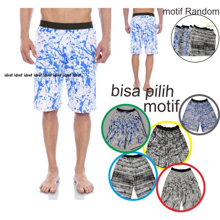 Celana pendek pria boxer jumbo bahan kaos full print sablon Big size 3
