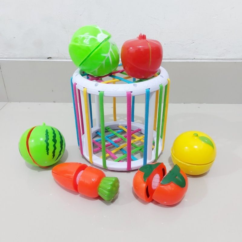 Mainan Baby Sorting Shape Edukatif - Mainan Motorik Buah Potong Edukasi Bayi Edukasi