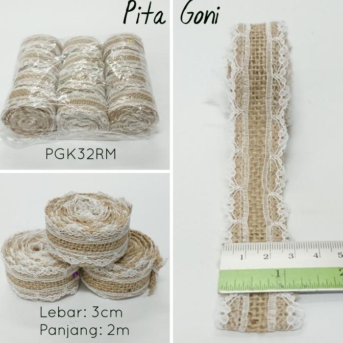 

Pita Goni Renda Jute Burlap Ribbon Vintage 3cm x 2m PGK32RM (12 roll)