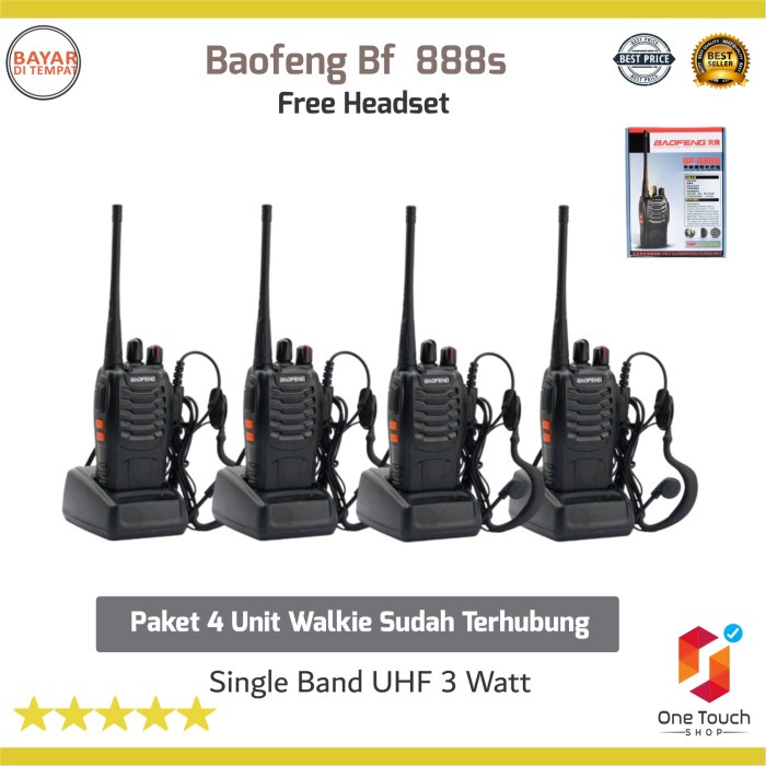 Terlaris Paket 4 Pcs 2 Pasang Radio Ht Walkie Talkie Baofeng Bf 888S Terkoneksi