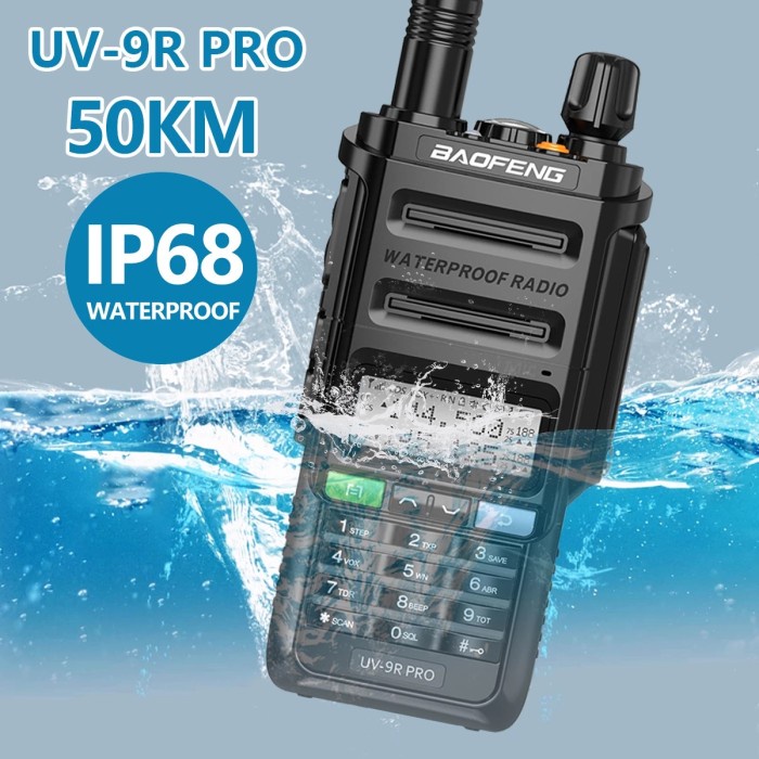 Terlaris Ht Bf Uv-9R Pro Ip68 Waterproof Walkie Talkie 18W 9800Mah