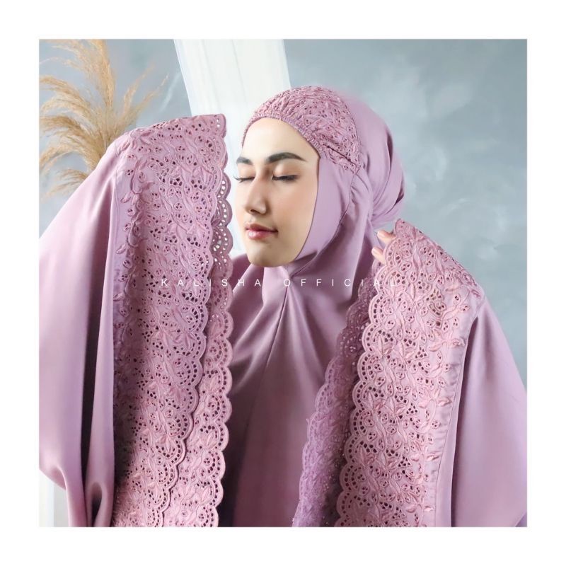 Mukena Katun Premium Polos Jumbo Bordir Mukena Khadijah Dewasa