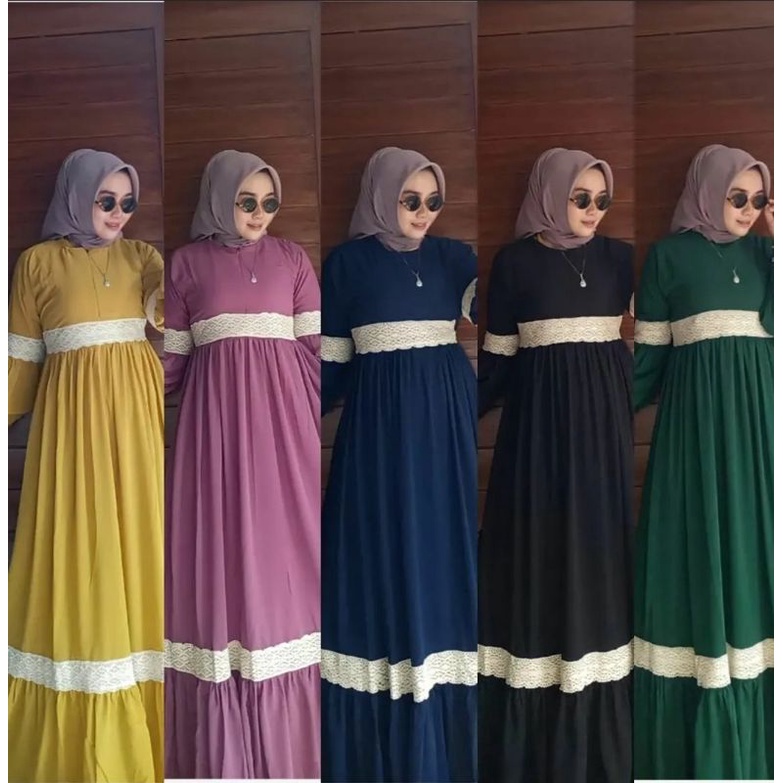 Tren Baju Muslim Gamis Wanita Muslim Terbaru Anjani Dress Terlaris / Raya Dress By Adiba Dress Lebar