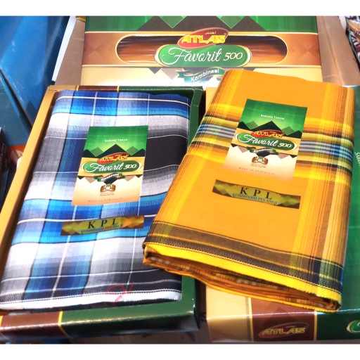 (GROSIR) Sarung Tenun ATLAS FAVORIT 500 Halus Murah (Polos/Kombinasi) - Atlas Favorit (J1H6) Jumbo T