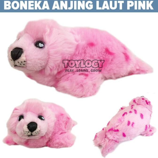 Boneka Hewan Anjing Laut Spotted Seal Plush Stuffed animal Doll Pink usr01