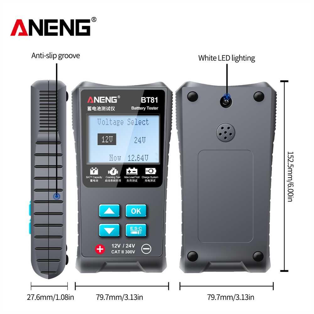 ANENG Tester Baterai Mobil Tester 100 to 1700 CCA 12V/24V - BT81 Baterai Multitester Digital Baterai Aa Digital Tester Universal Tester Digital Aa Baterai Laptop Bekas Baterai Jam Baterai Laptop Accu Baterai Laptop Hp Baterai Hp Tester Digital Multitester