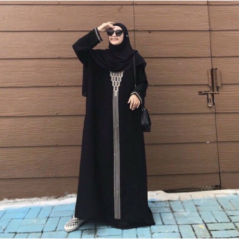 Terbaru ✨ Dress Syar'I Exclusive Abaya Hitam 680 Gamis Maxi Bahan Jet Black Saudi Kwalitas Boutique 