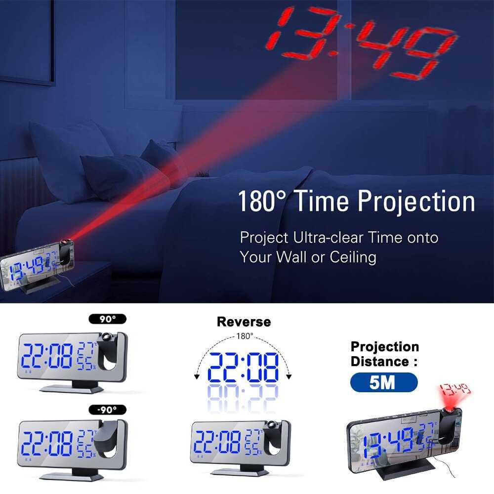 Ruyun Jam Alarm Digital Proyektor Temperature Humidity FM Radio N8827