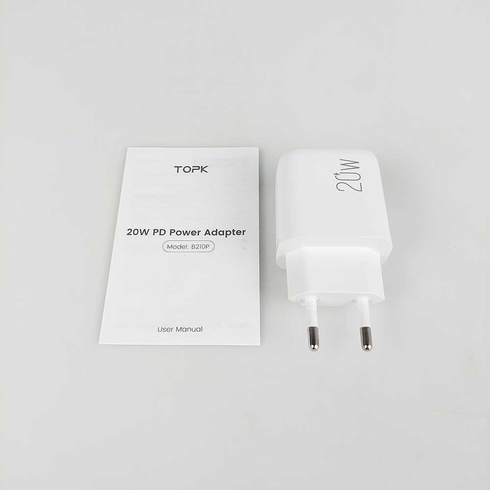 TOPK Charger USB Type C PD QC3.0 2 Port 20W 210P