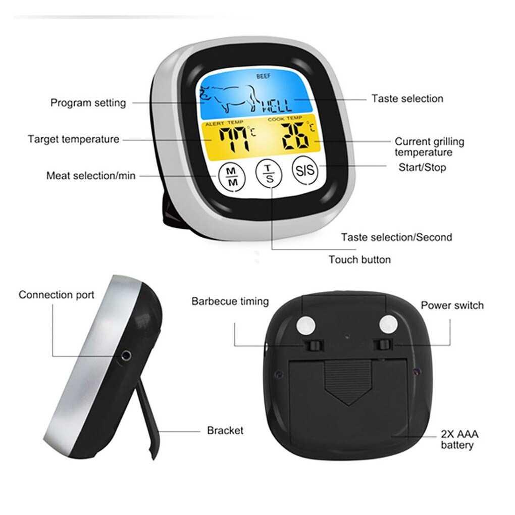 Anpro Food Thermometer Meat BBQ Cooking Timer Touch Screen HY-2702