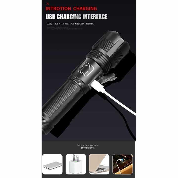 Ceholyd Senter LED Tactical Flashlight Zoomable Head XHP70 400 Lumens 7