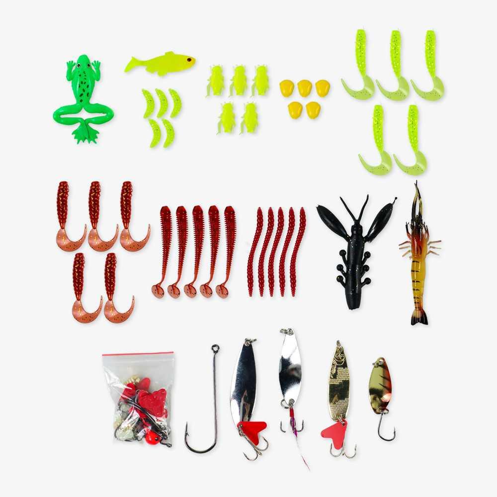 LIXADA Umpan Pancing Ikan Set Fishing Bait Kit 91PCS DWS250-F Umpan Casting Soft Frog Umpan Casting Gabus Toman Spiner Pancing Set Pancing Ikan Umpan Pancing Adunmancing Umpan Ikan Mas Apollo Pancing Casting Umpan Ikan Umpan Casting Toman Umpan Toman Cast