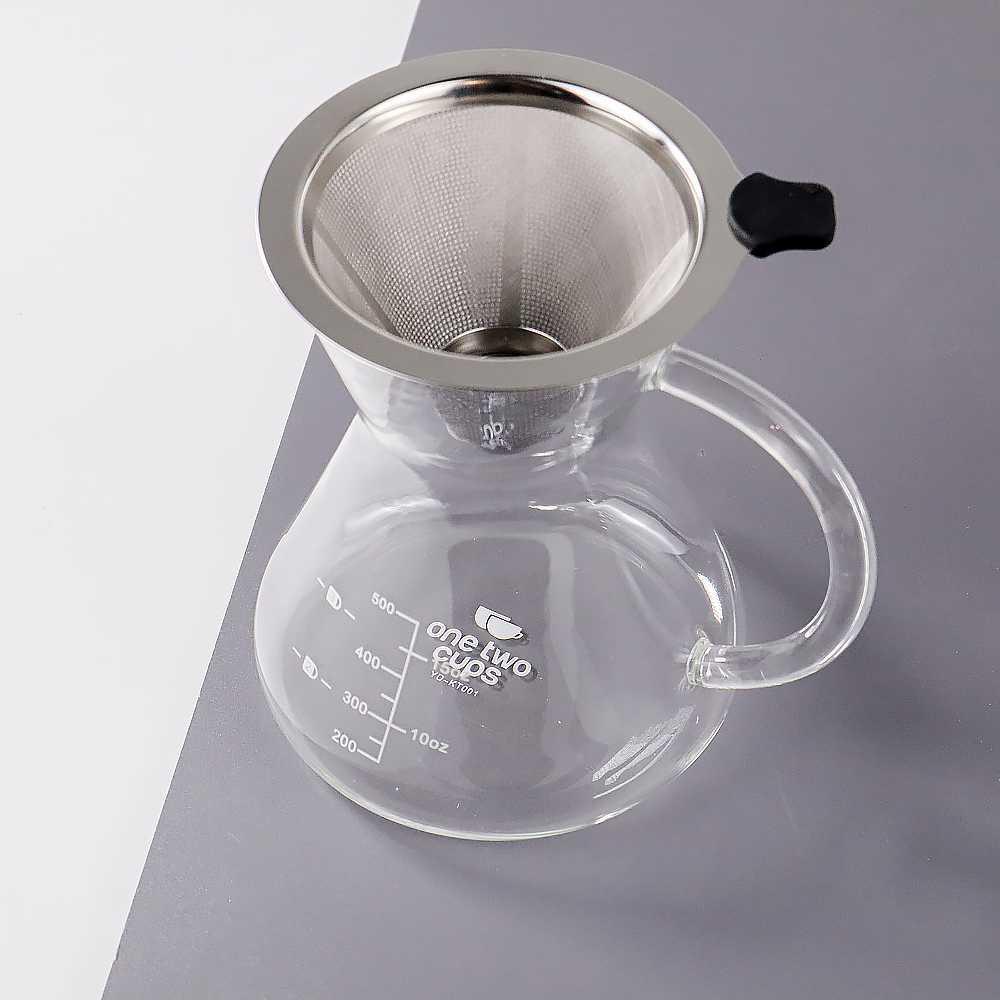 One Two Cups Coffee Maker Pot V60 Teko Kopi 500ml + Filter - YD-KT001