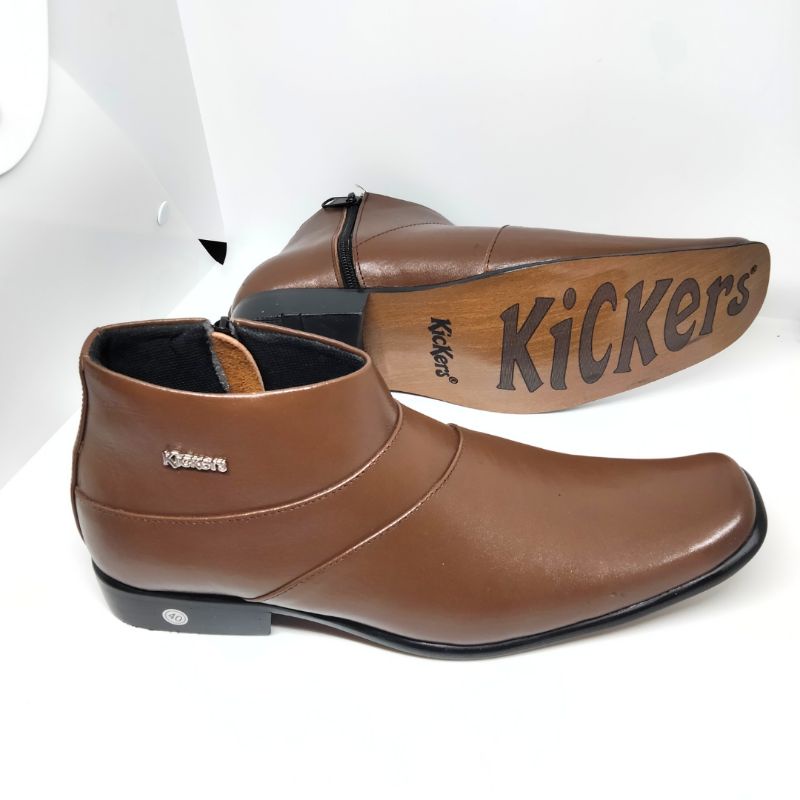 COD Sepatu Kickers pantofel boots resleting hitam cokelat kulit  kerja kantor formal pesta pria