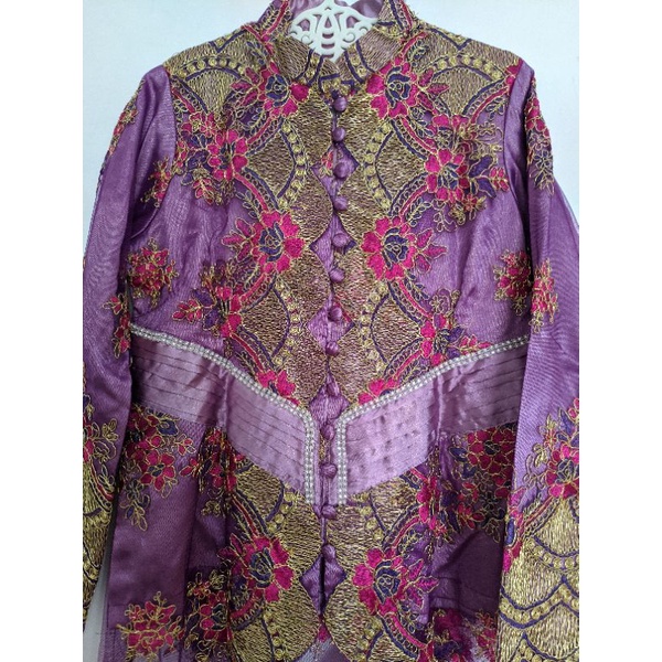 Baju Kebaya Tunik Ungu Tua Modern Wisuda Atasan Kondangan Cewek Wanita