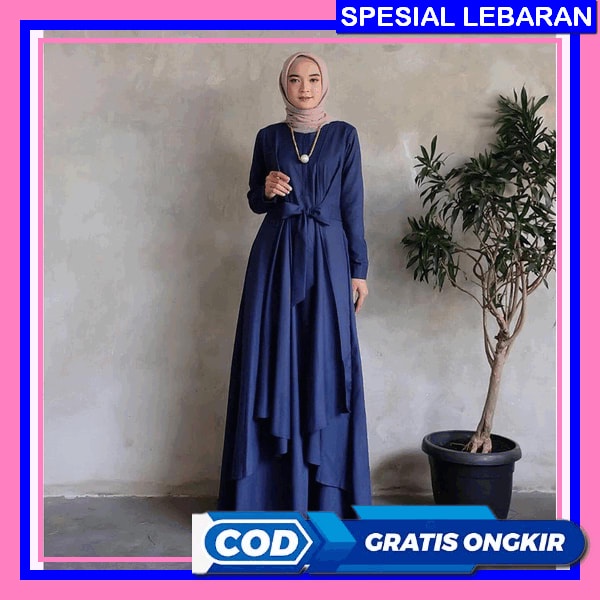Arfa Dress Import Marsela Gamis Korean Style Gamis Ceruty Gamis Kombinasi Brukat Dress Mewah Gamis L
