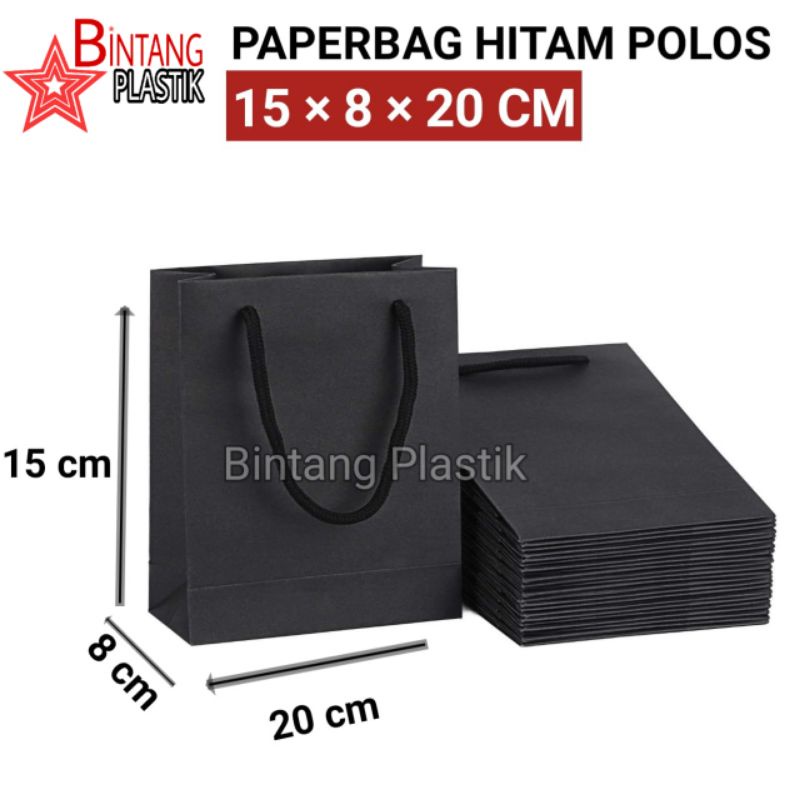 

ISI 12 BIJI paper bag hitam kecil murah bp17 | tas kertas | paperbag polos kantong