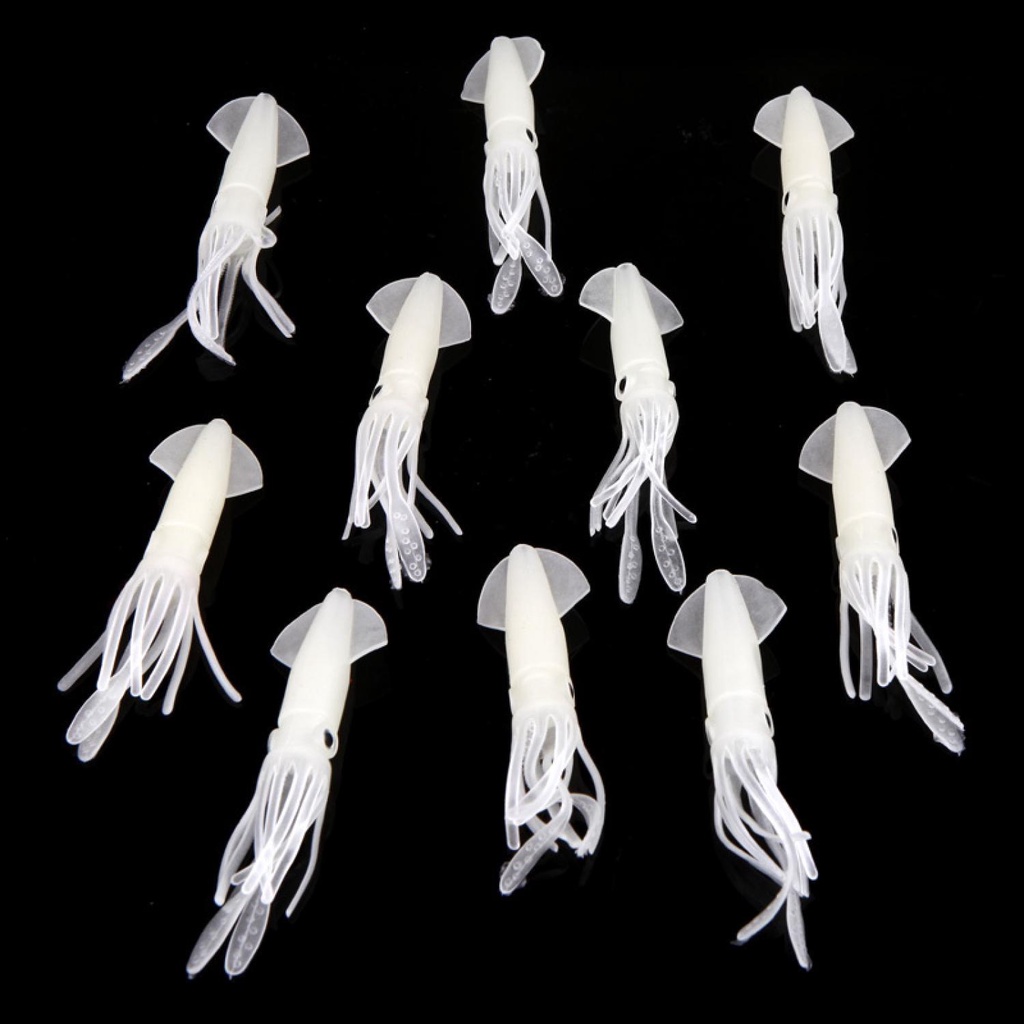 LIE GAO Umpan Pancing Luminous Squid Soft Bait Lure 10 PCS Umpan Casting Soft Frog Umpan Casting Gabus Toman Spiner Pancing Set Pancing Ikan Umpan Pancing Adunmancing Umpan Ikan Mas Apollo Pancing Casting Umpan Ikan Umpan Casting Toman Umpan Toman Casting