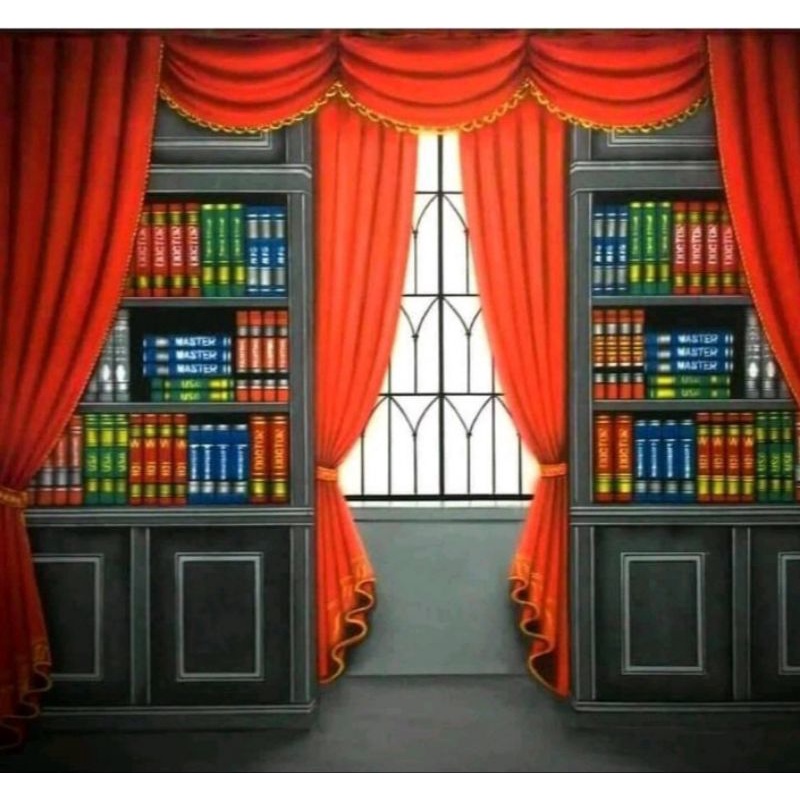 Background Foto Rak buku Kain kanvas 2,5x3