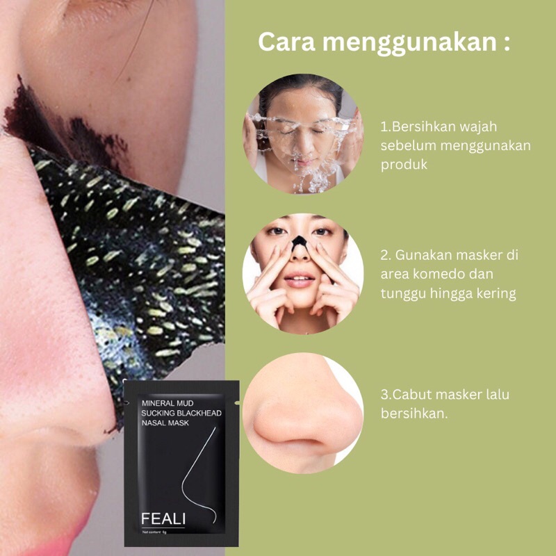 [BPOM] FEALI Mineral Mud Sucking Blackhead Nasal - Mask Activated Carbon Blackhead Mask Blackhead Remover Charcoal Mini Pack -Masker Komedo dan Jerawat