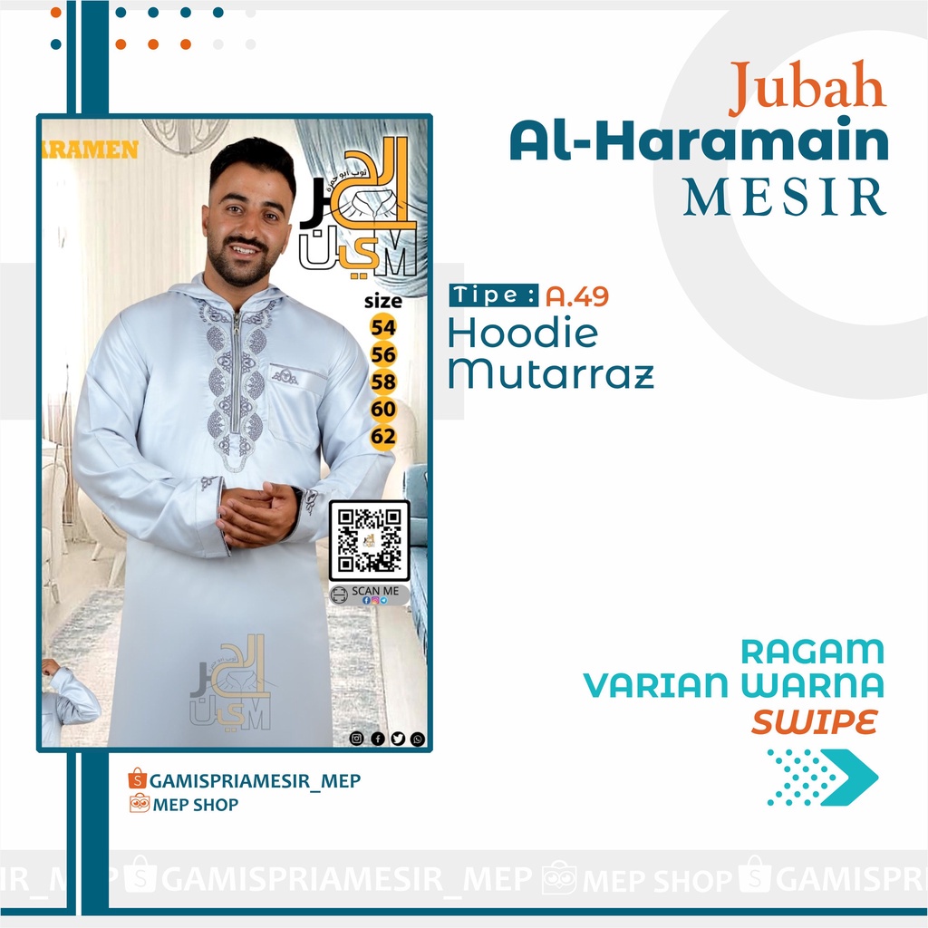 GAMIS PRIA AL HARAMAIN HOODIE POLYESTER IMPORT MESIR ORIGINAL NON MANSET VIETNAM SAUDI LOKAL MADINAH