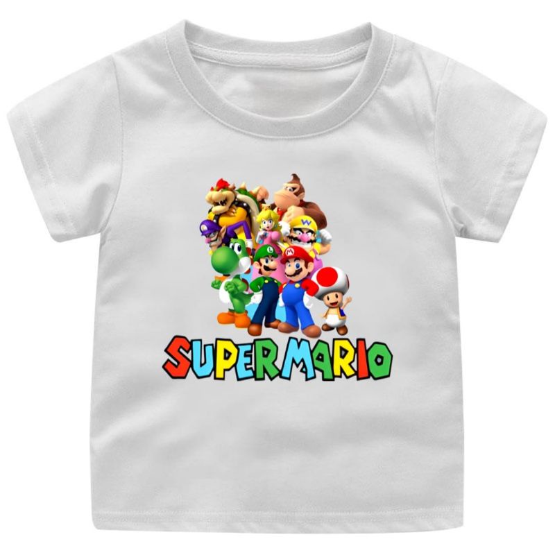 SUPER MARIO NEW Baju Kaos Anak Cowok-Cewek 1-12Tahun SUPER MARIO TERBARU