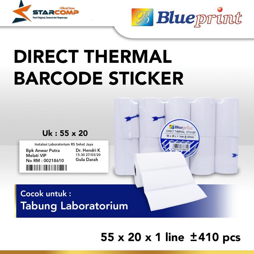 

BLUEPRINT Direct Thermal Sticker 55x20 / Label Stiker 55mm x 20mm x 1 line Isi 410