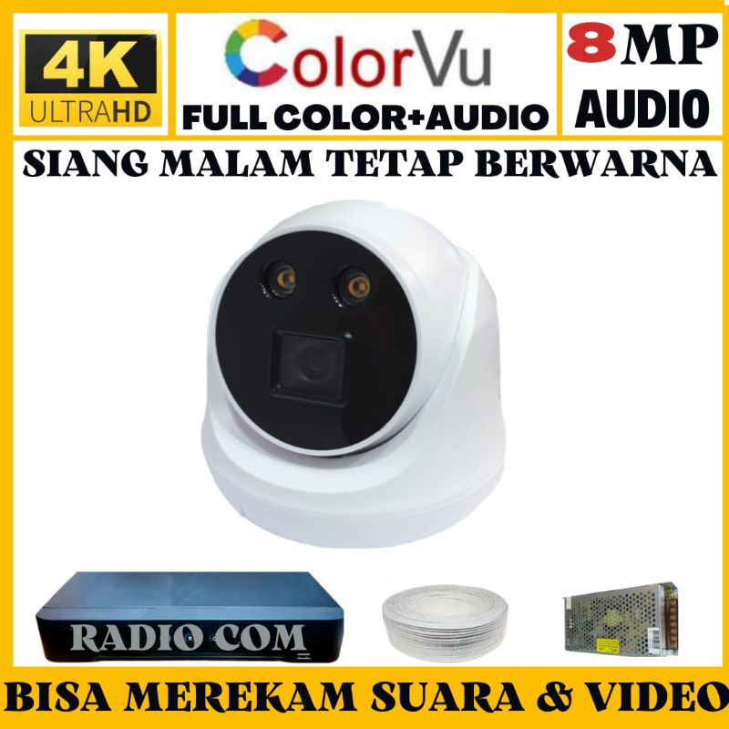 PAKET CCTV COLORVU 4CHANNEL 1 KAMERA 8MP 4K ULTRA HD 2560P AUDIO