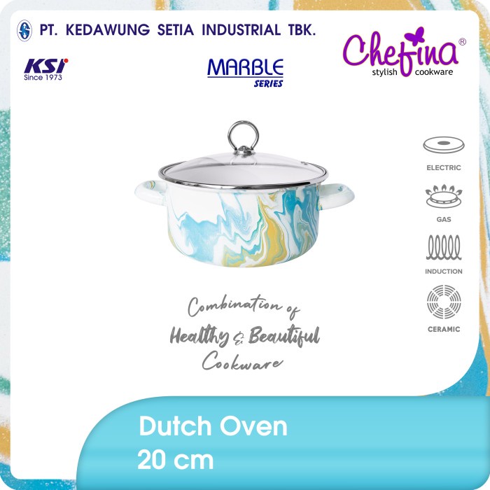 Chefina Dutch Oven 20 cm Marble Panci Enamel