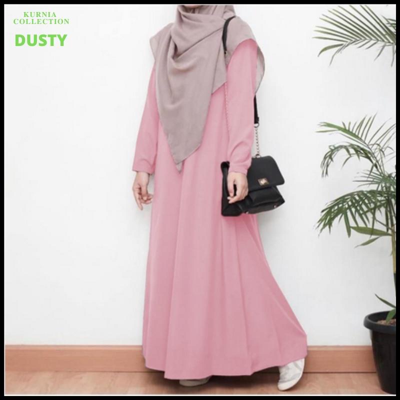 Baju Wanita Muslim Gamis Abaya Dress Hitam Polos Simpel Jumbo Big Size